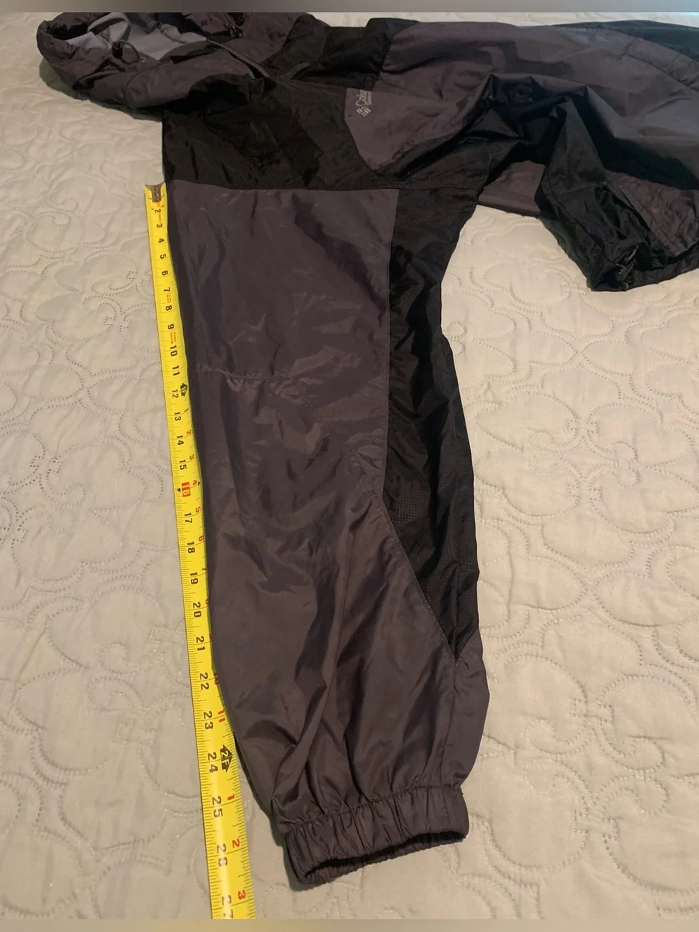 Columbia Packable Rain Jacket Black/Gray Hooded Glennaker Windbreaker Men’s XL